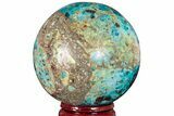 Polished Malachite & Chrysocolla Sphere - Peru #211047-1